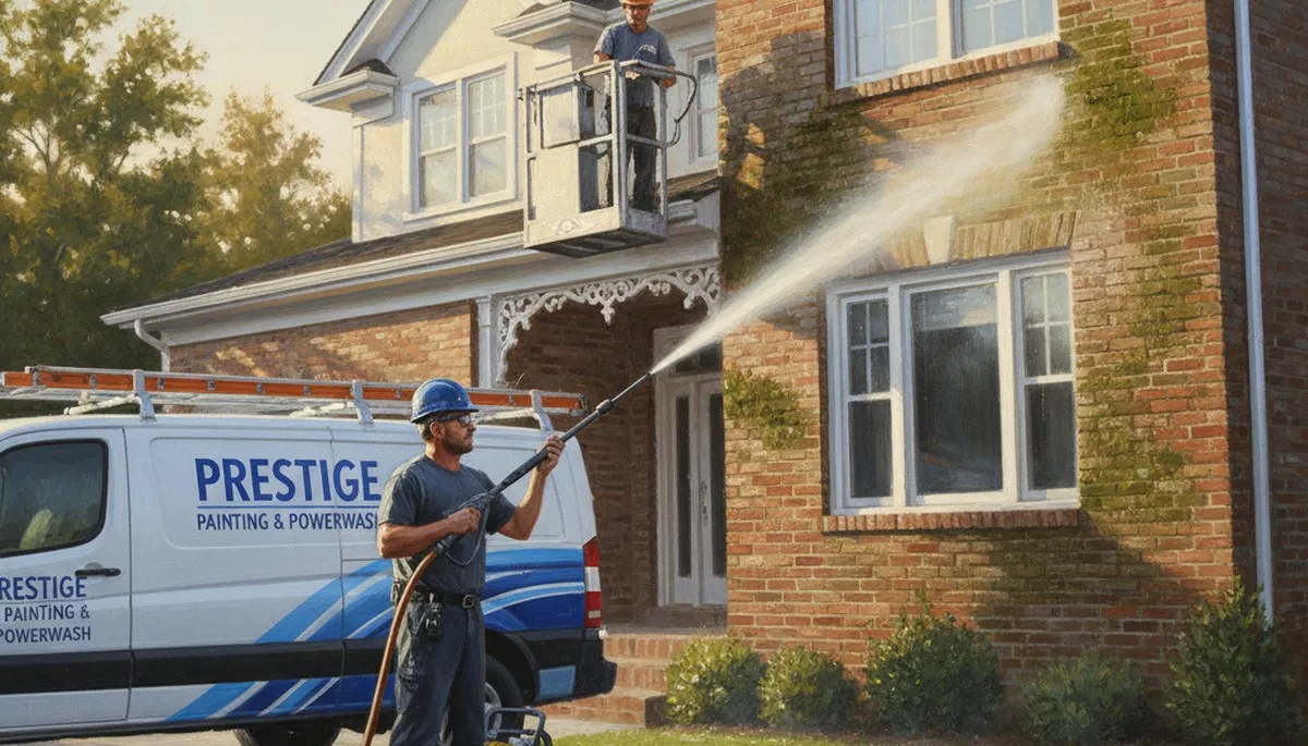 Pressure cleaning service in Royal Oak, MI cleaning siding and driveway for a painting business