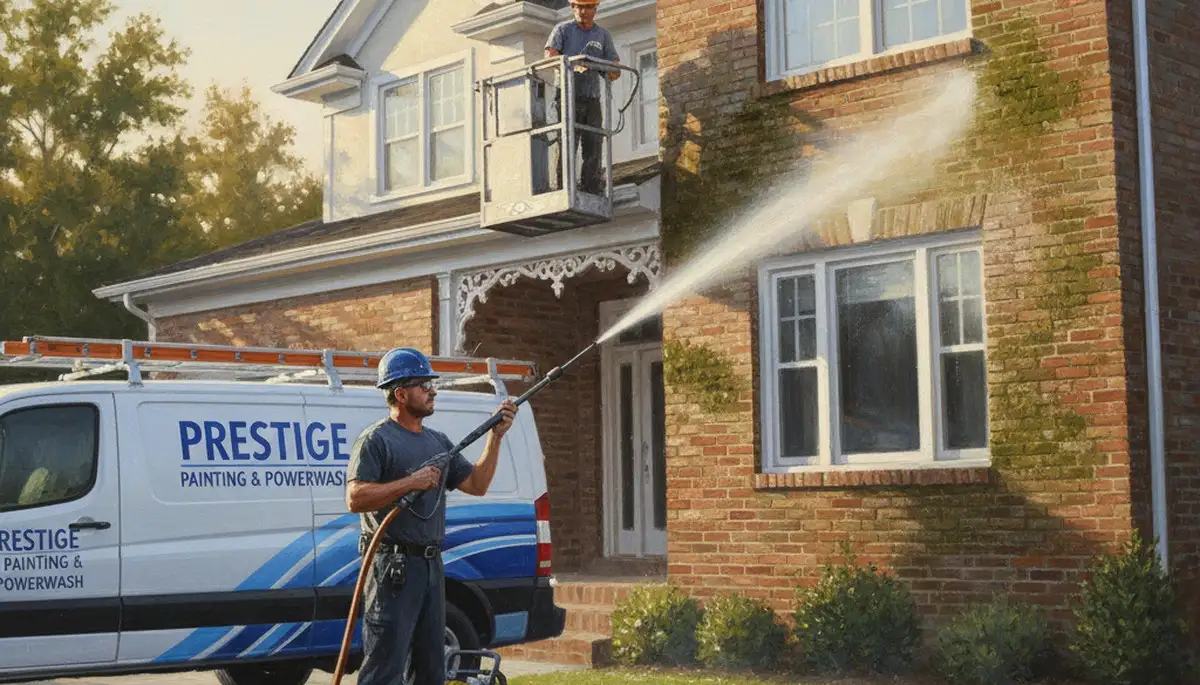 Pressure cleaning service in Royal Oak, MI cleaning siding and driveway for a painting business