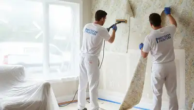 Wallpaper removal service in Royal Oak, MI preparing walls for painting by Royal Oak Paint Pros